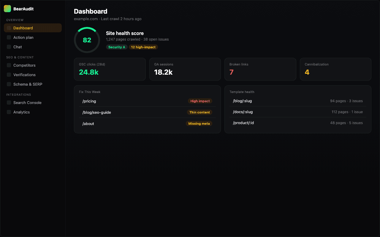 BearAudit dashboard preview